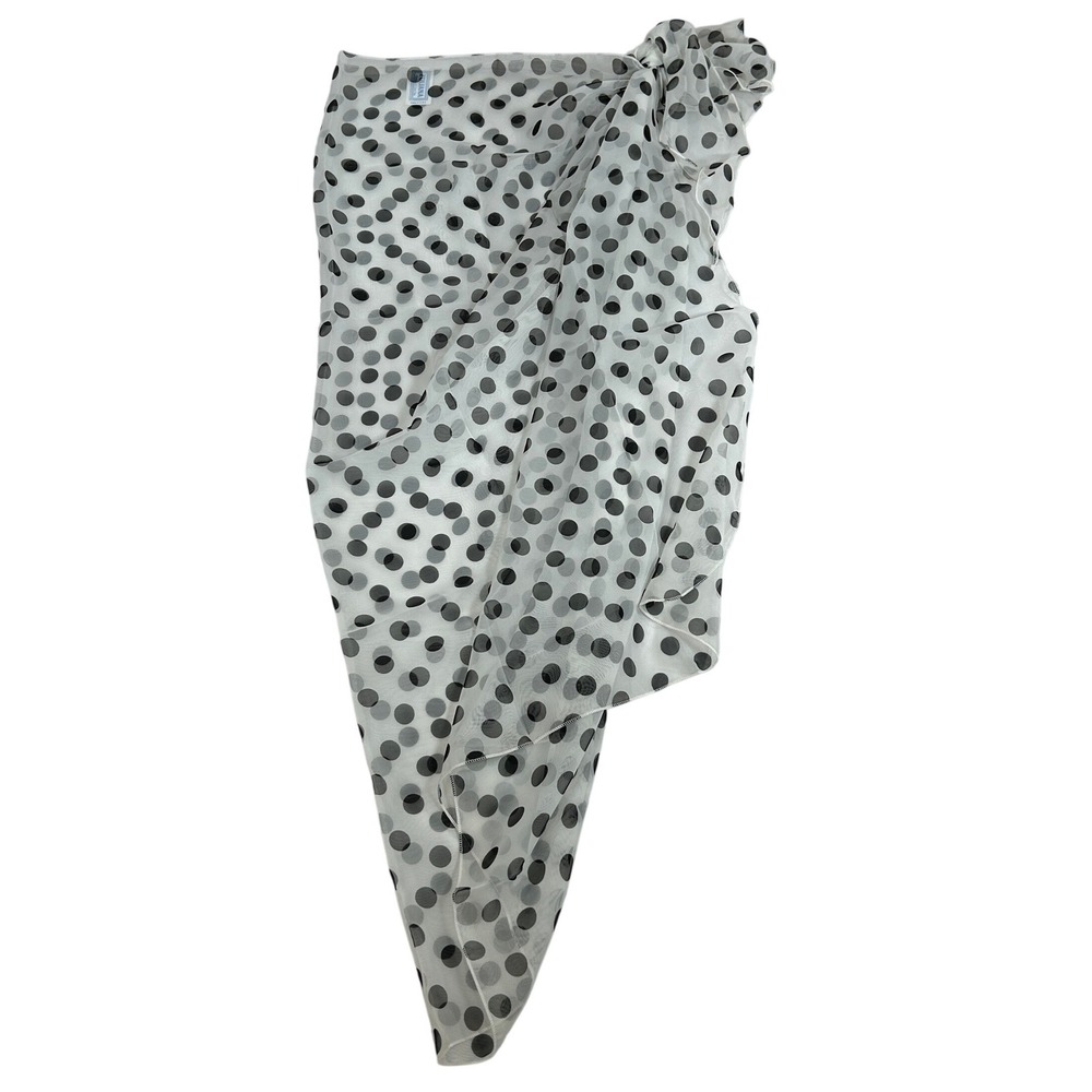Zuliana VTG Y2K Polka Dot Sheer Sarong Swim Cover Up White Black Made in USA